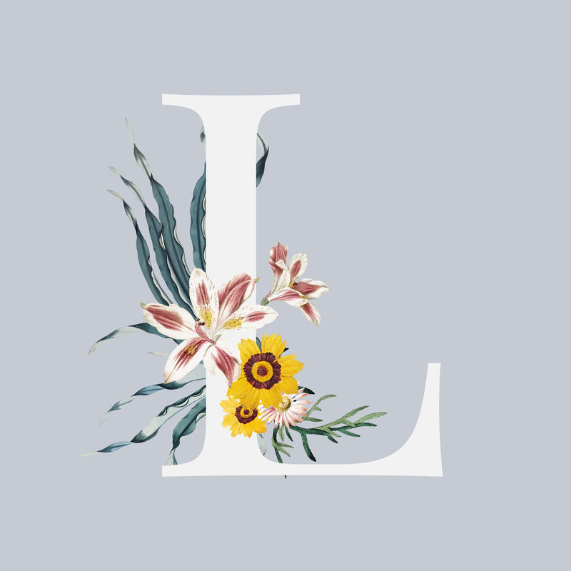 字母L复古花卉字体