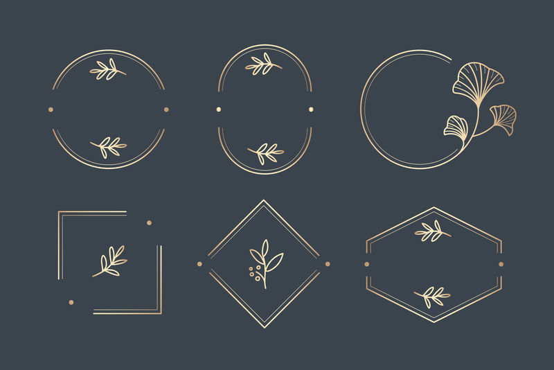 爱琴海蓝色背景上的花卉标志设计系列