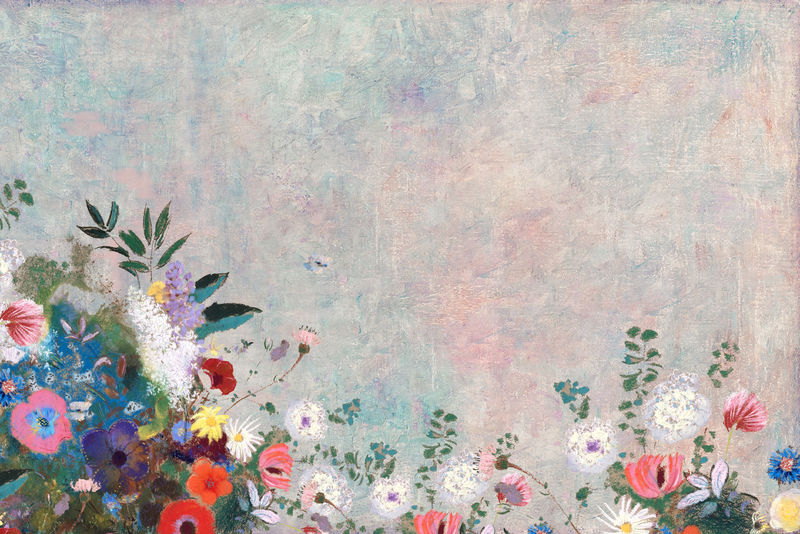 彩色花卉墙纹理背景插图