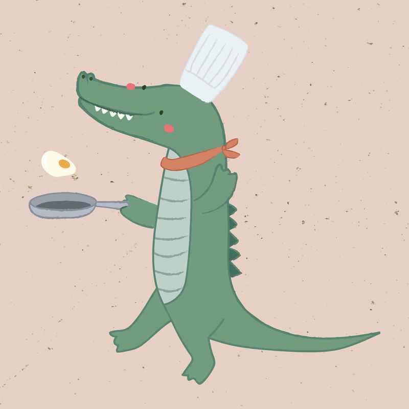 水生卡通鳄鱼烹饪载体