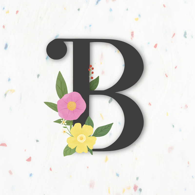 优雅花卉字母B矢量