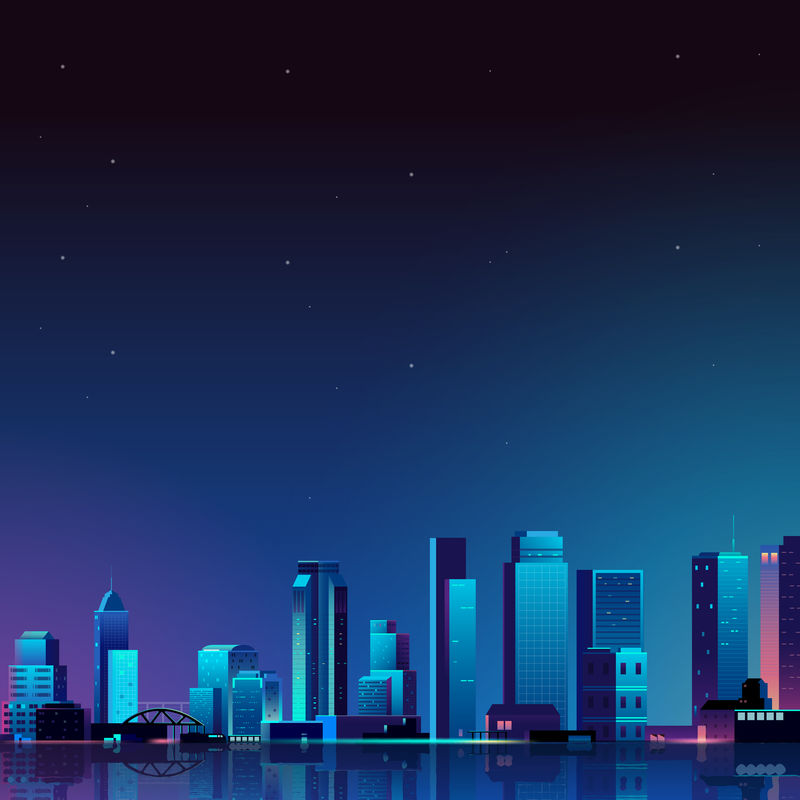 城市夜景背景向量