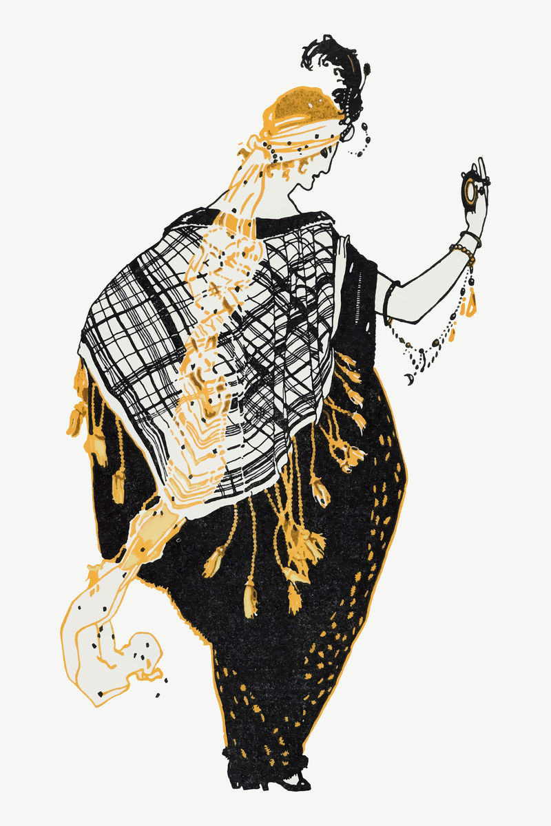 黑色围巾的后视图妇女矢量从加西亚卡尔德隆的艺术作品混合