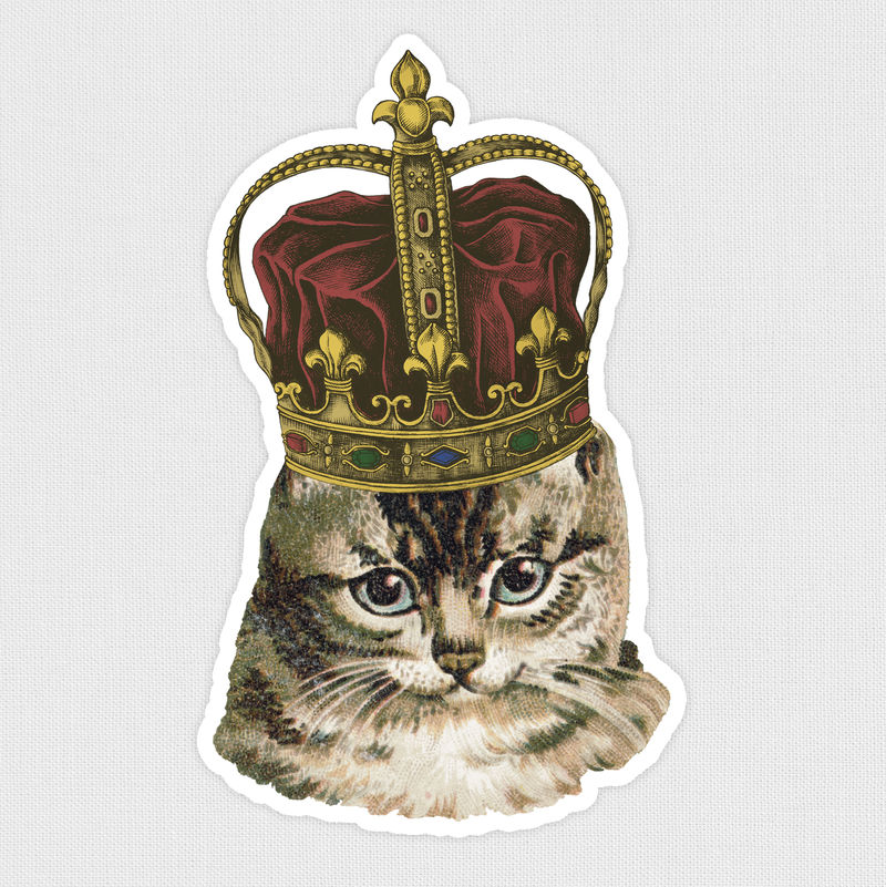 猫戴皇冠贴纸插图