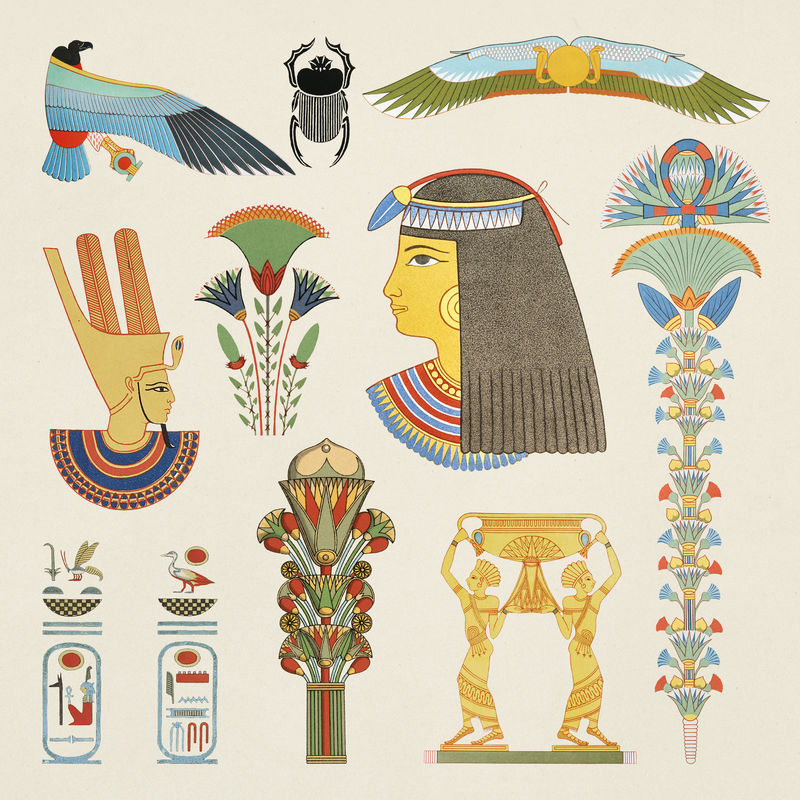 古埃及装饰元素插画