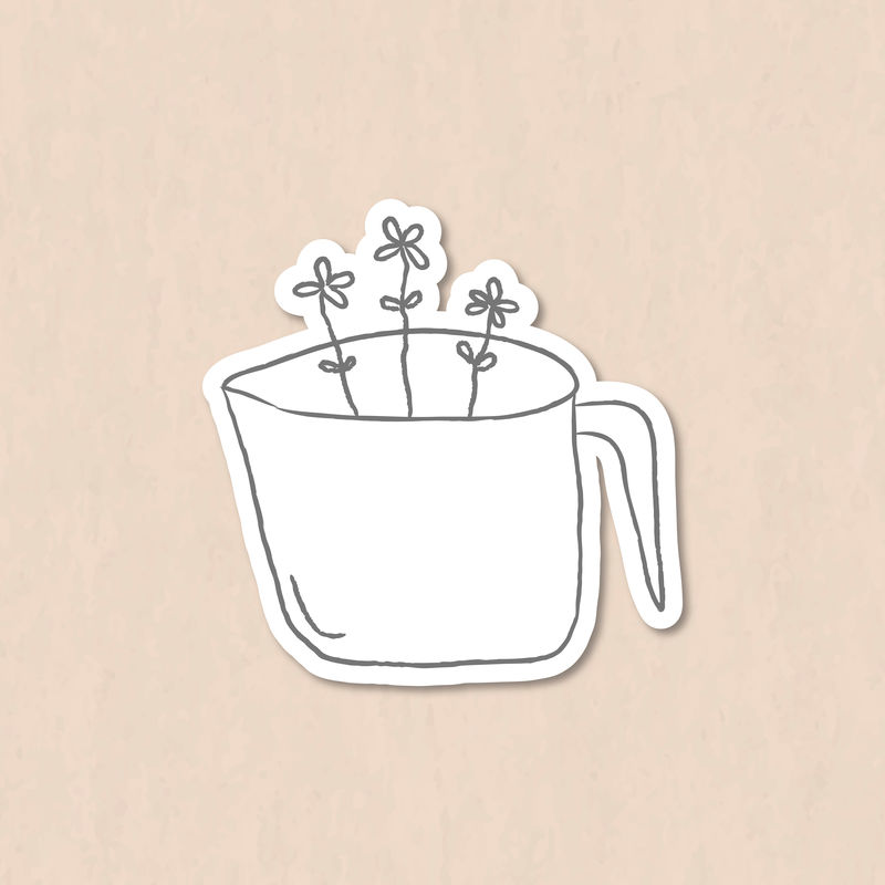 可爱的花在咖啡杯涂鸦风格的日志向量