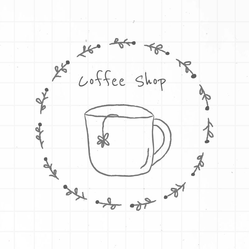 咖啡店徽章涂鸦风格日志向量