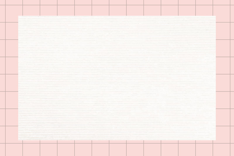 粉红色网格背景上的空白便笺矢量