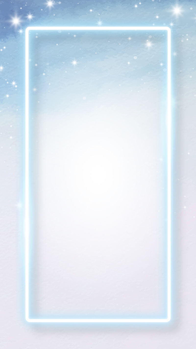 蓝色霓虹灯框架雪地手机壁纸矢量