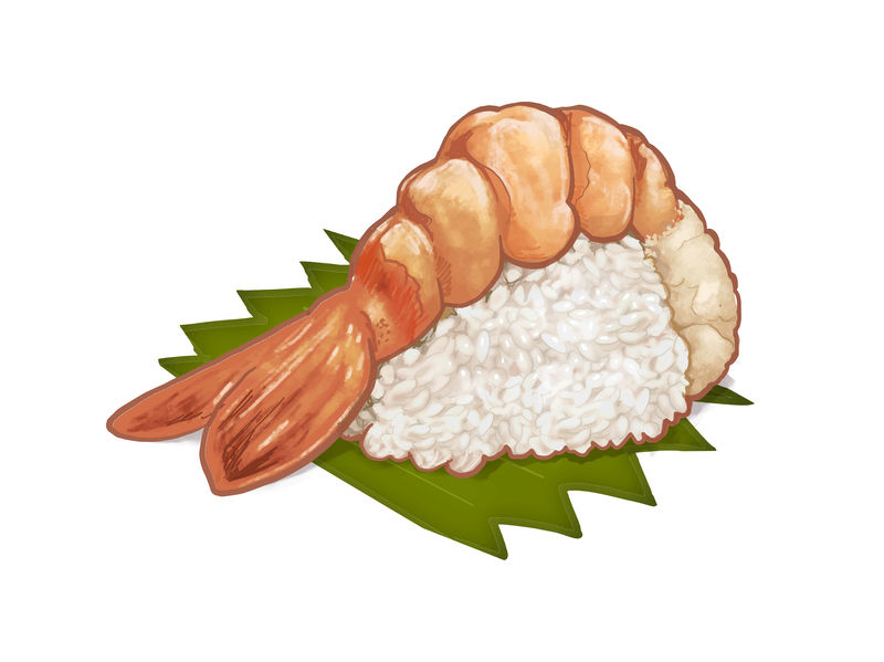 手绘日本虾寿司
