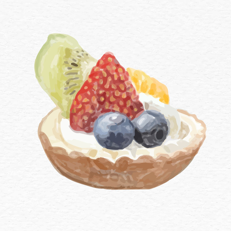 水果馅饼水彩画插图