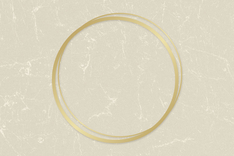 米色纸纹理背景插图上的金色圆形框架
