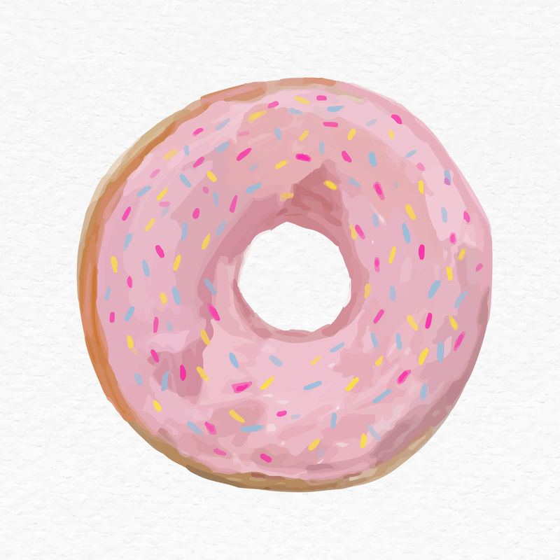手工绘制的上釉粉色甜甜圈