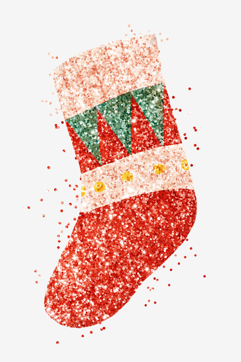 闪光红色圣诞袜手绘