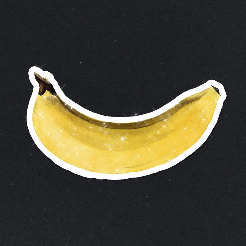 手绘亮闪闪的香蕉贴纸白色边框