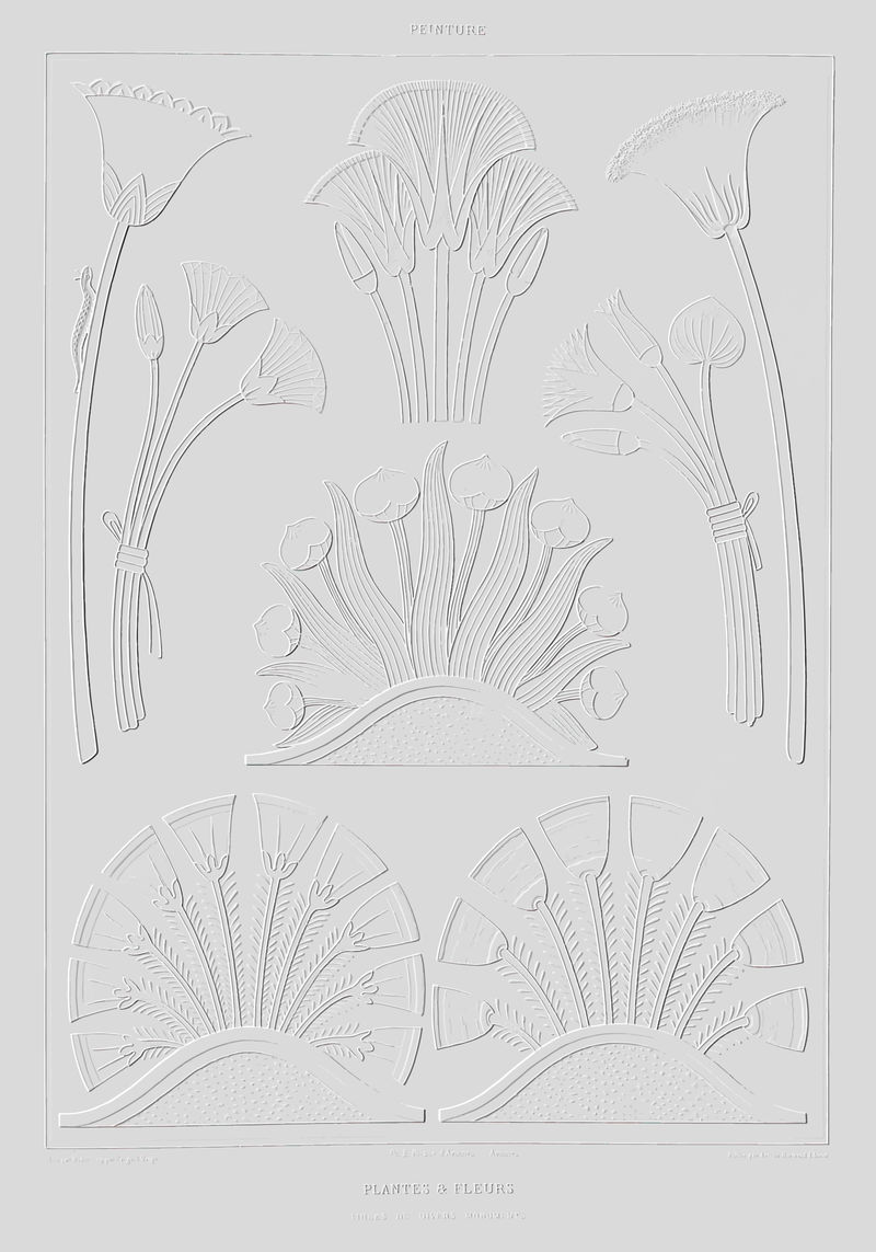 浮雕埃及植物和花卉复古墙艺术印刷海报设计混搭从原来的艺术品
