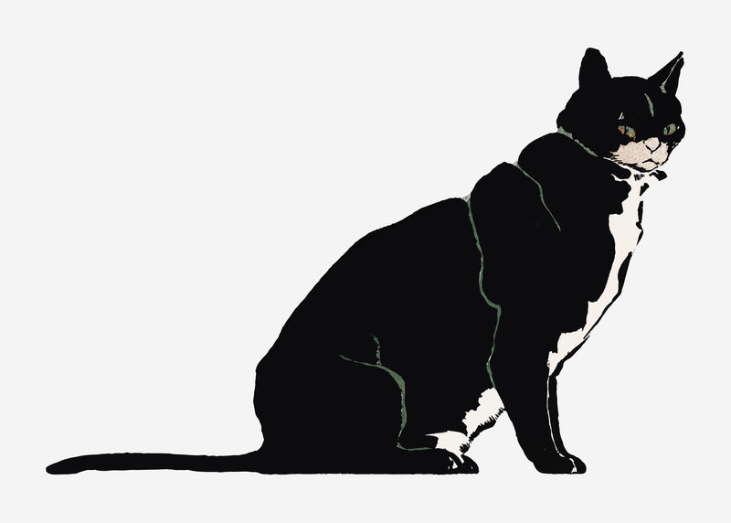 黑猫矢量艺术印刷品由爱德华·彭菲尔德的艺术作品重新混合而成