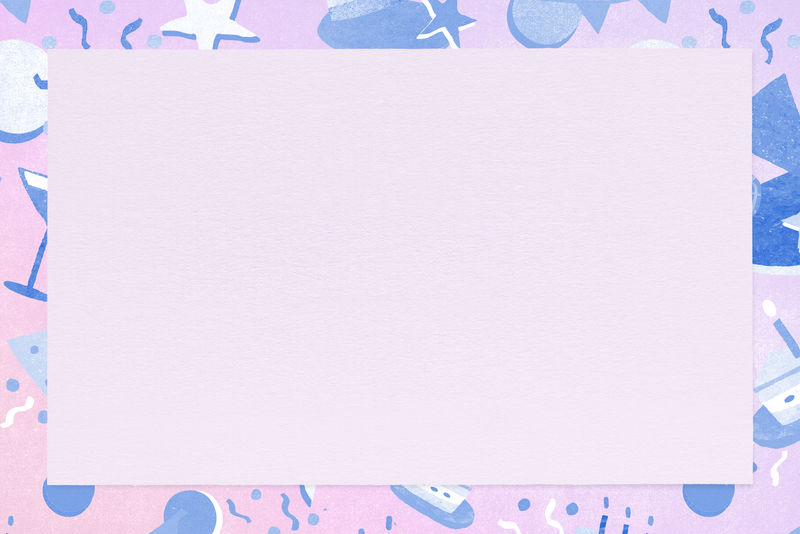 紫色生日矩形框psd可爱庆典
