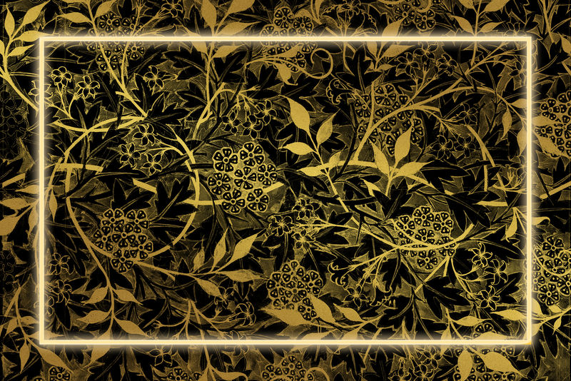金花图案psd框架从威廉莫里斯的艺术品混音