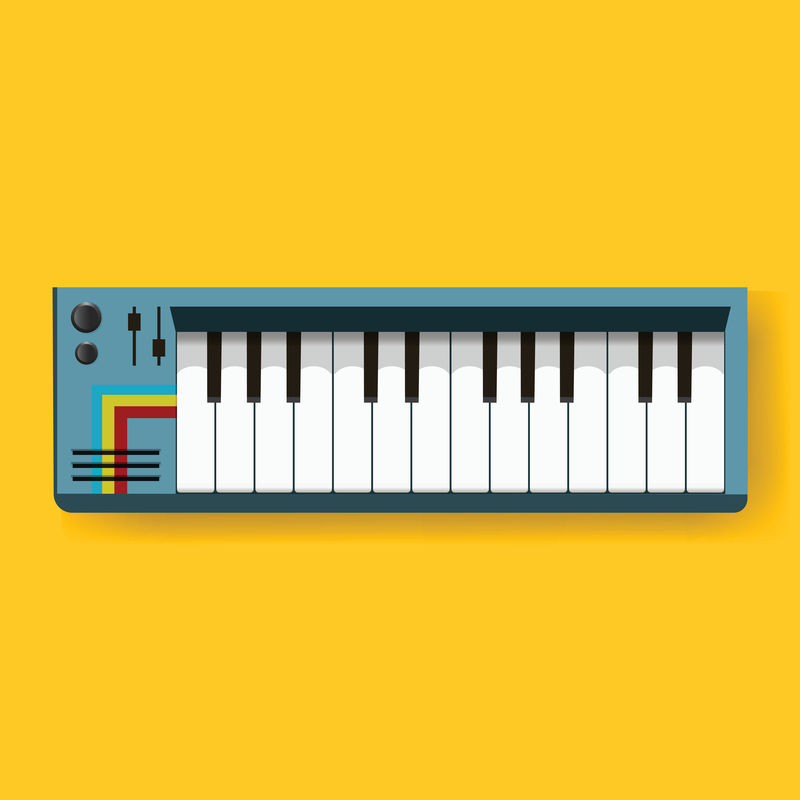 数字电子键盘乐器图标图示矢量
