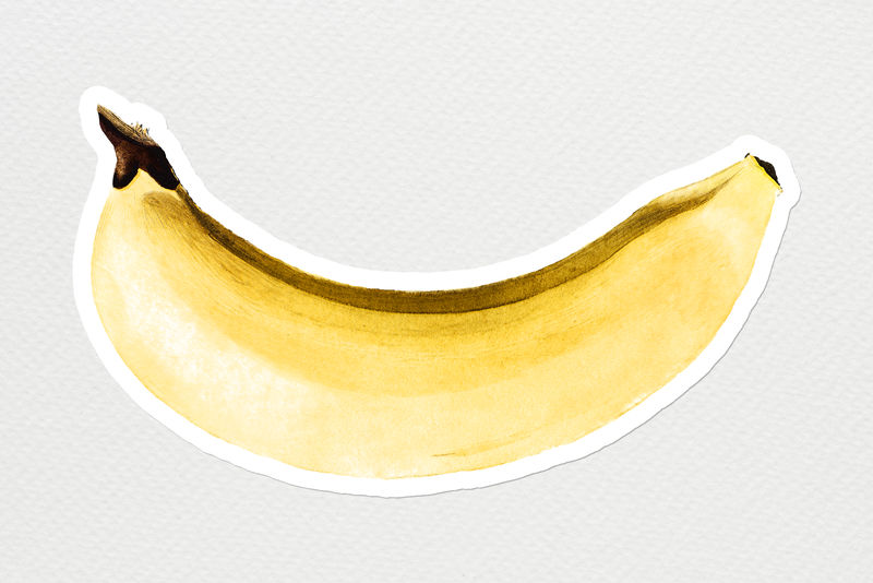 白色边框手绘香蕉贴纸设计资源