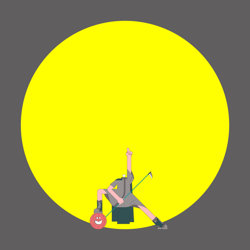 杰克O\u0026#39；黄色背景向量上的万圣节人物圆框