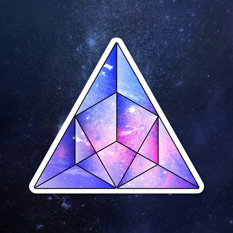 紫色银河图案几何金字塔贴纸设计元素