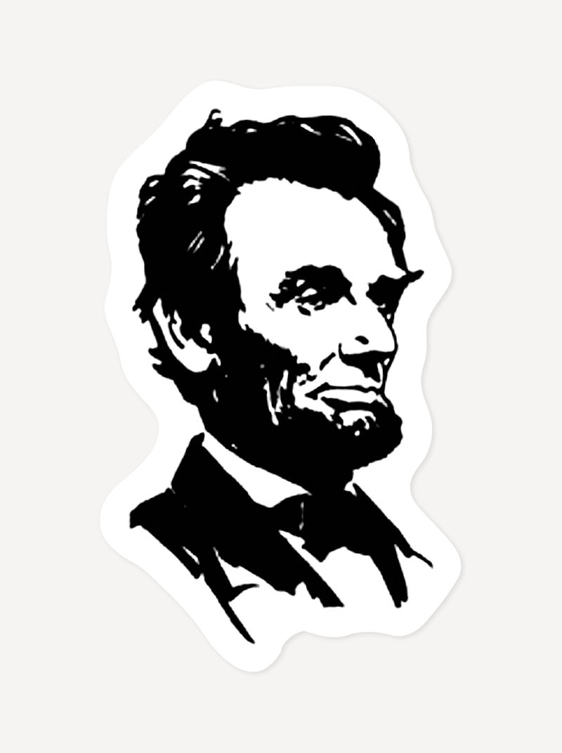 带白色边框的亚伯拉罕·林肯肖像贴纸