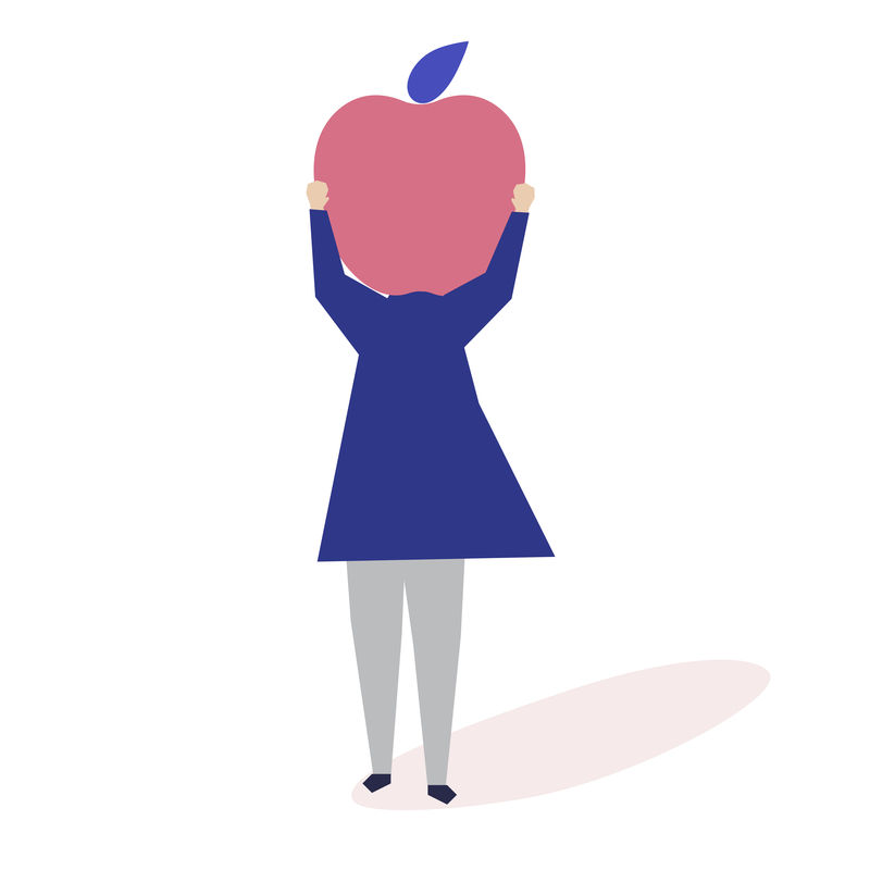 有苹果头插画的女人的性格