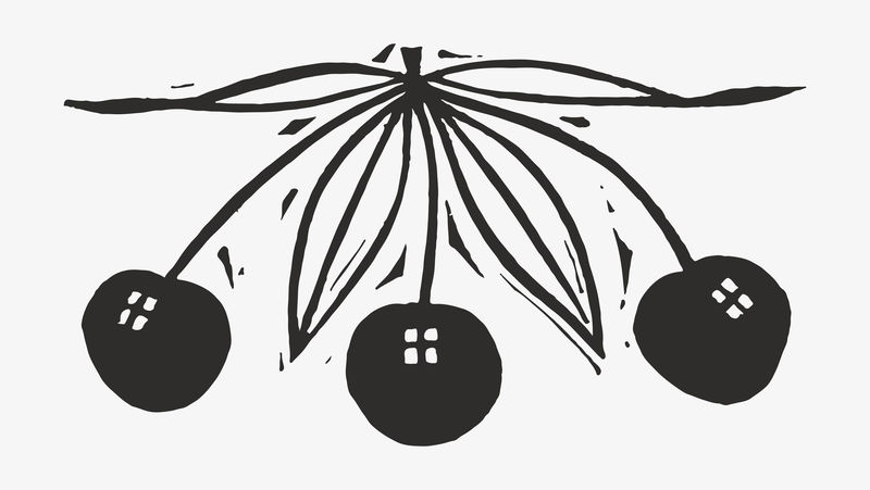 Cherries vector黑色复古印花由Gerrit Willem Dijsselhof的作品混合而成