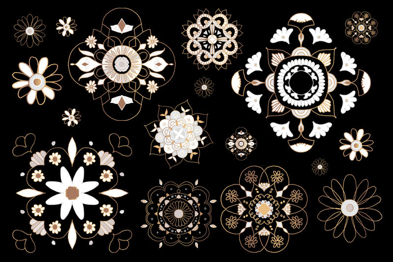 印度曼荼罗元素符号矢量东方花卉插画集