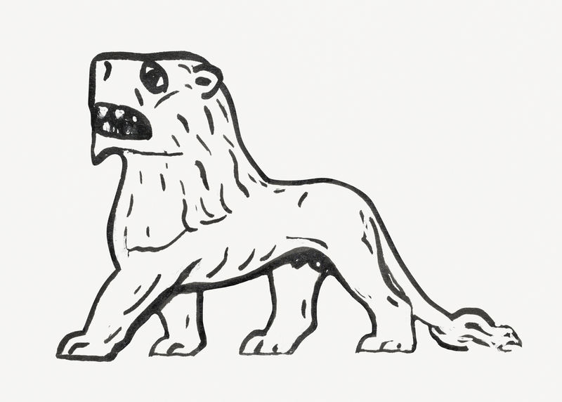 复古狮子psd手绘插图混搭自Leo Gestel的艺术作品