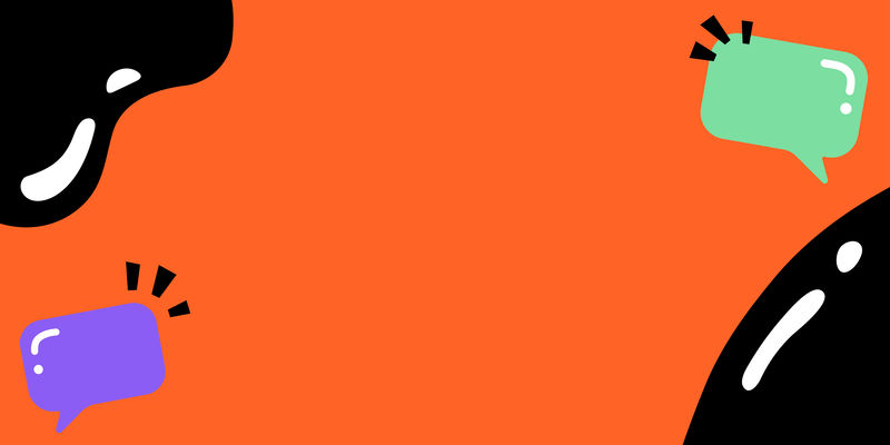 橙色背景上带语音气泡的黑色边框psd