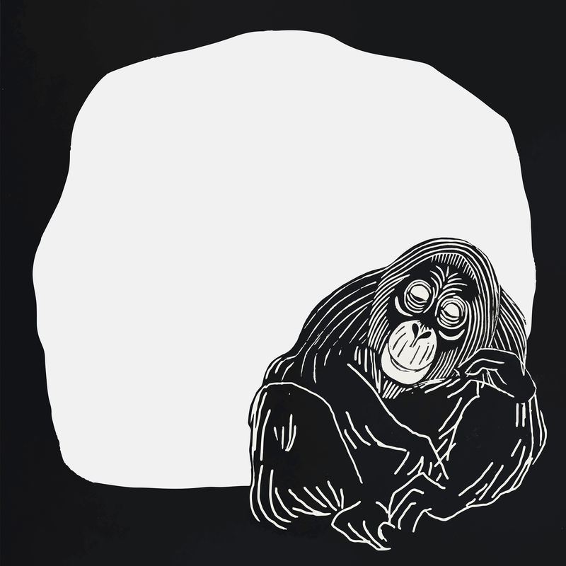 复古红毛猩猩黑框艺术印刷矢量由塞缪尔·杰瑟伦·德梅斯基塔的艺术作品混合而成