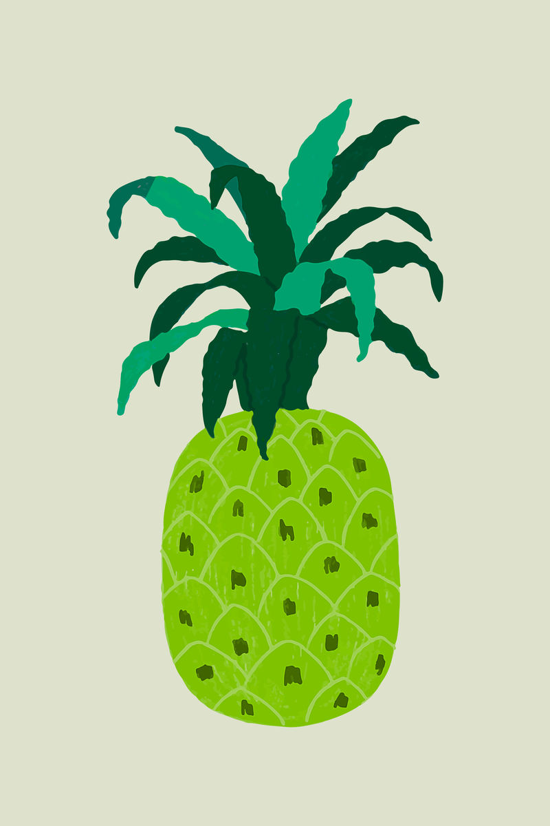 绿色菠萝矢量热带插画