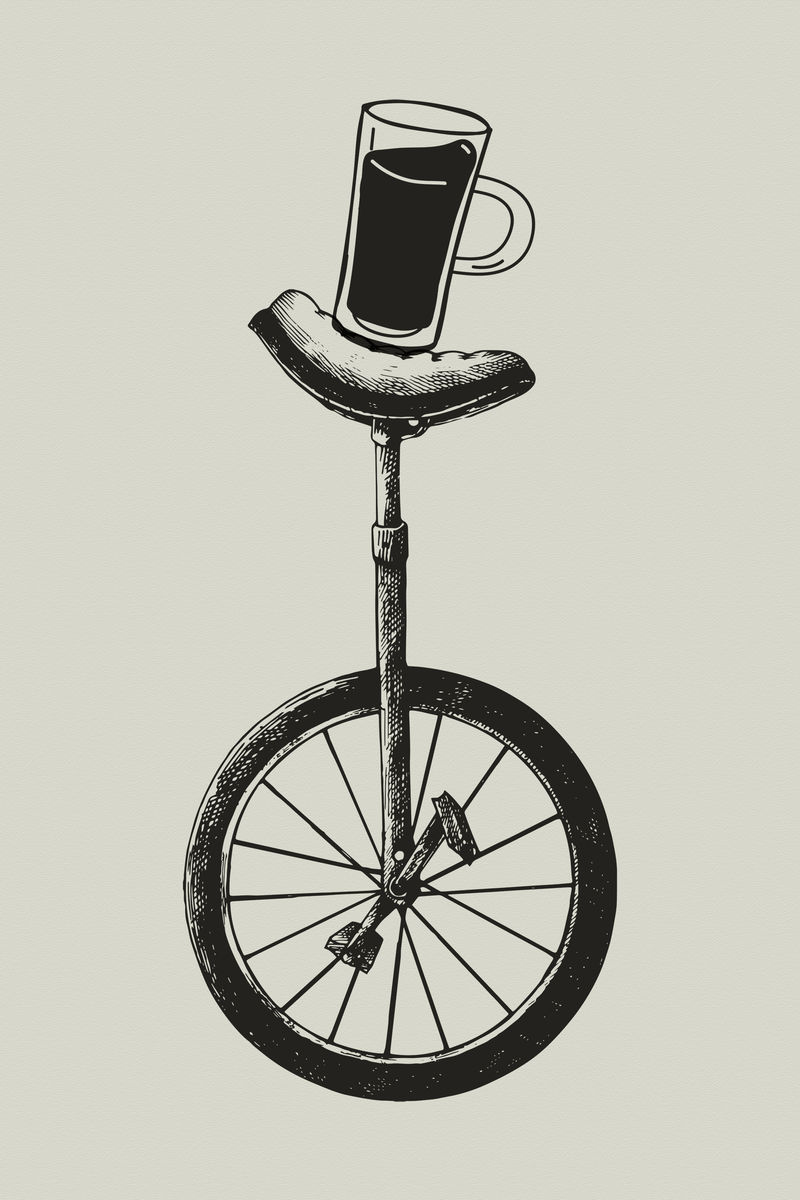 带有咖啡标志的单轮车psd商业企业标识插图