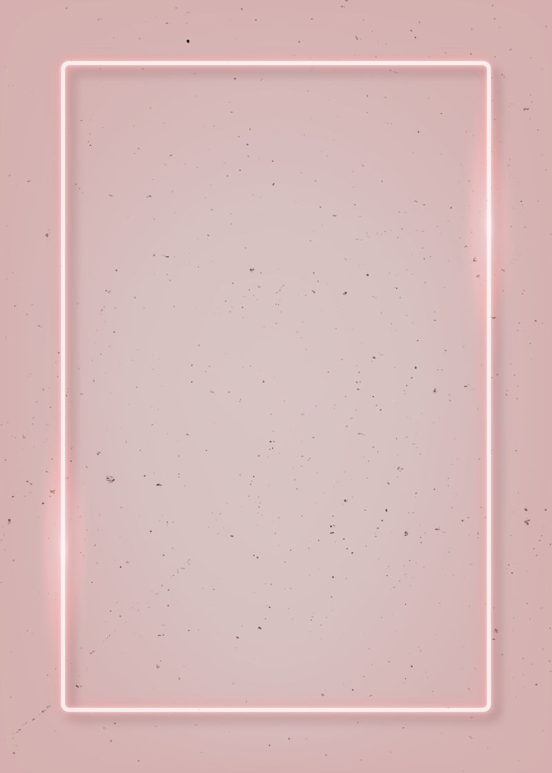 粉红色背景向量上的矩形粉红色霓虹灯边框