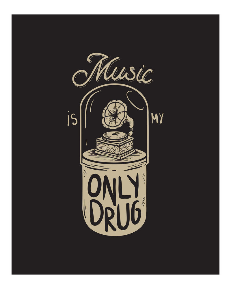 音乐是我唯一的毒品插画墙画和海报
