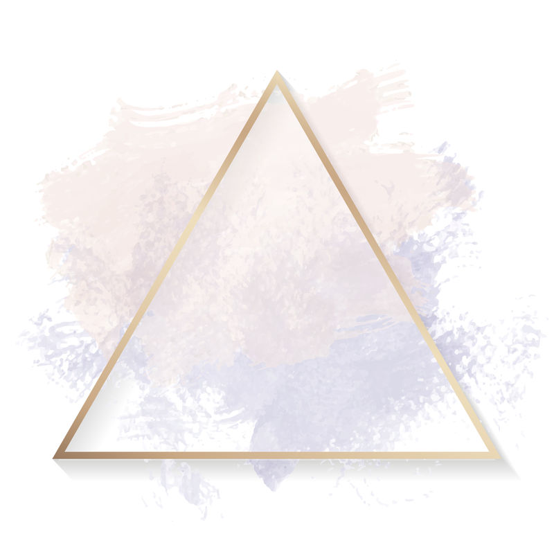 粉彩粉紫色背景插图上的金色三角形框架