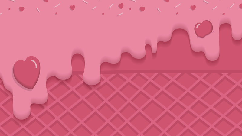 粉色奶油冰淇淋华夫饼背景向量