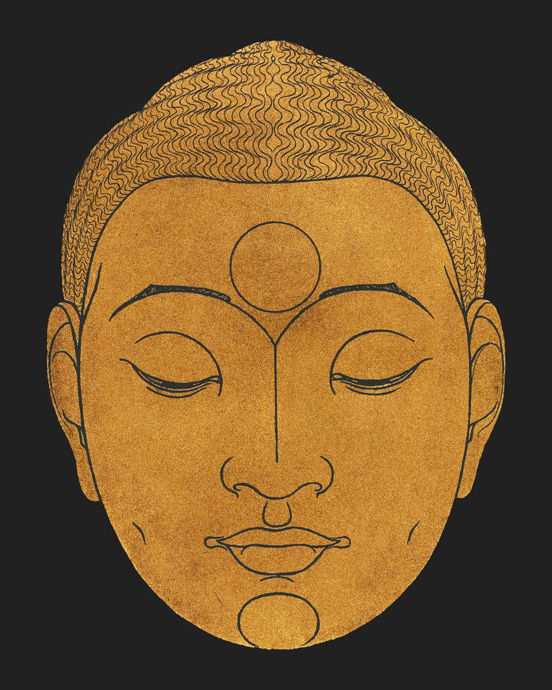 佛陀头像矢量复古印花由Reijer Stolk的艺术作品混合而成