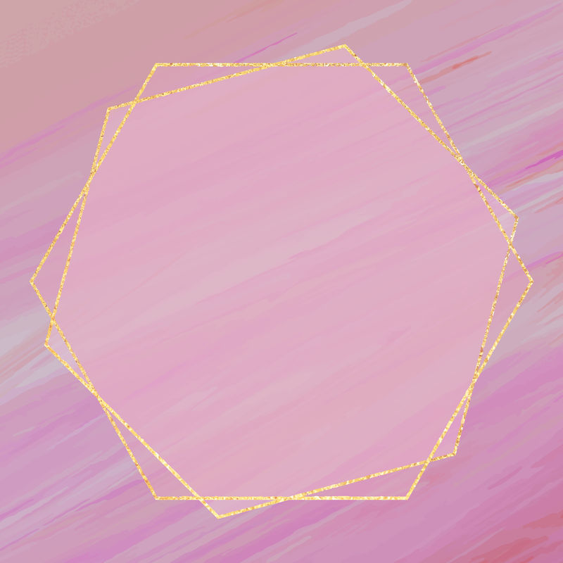 粉红色背景向量上的六边形框架
