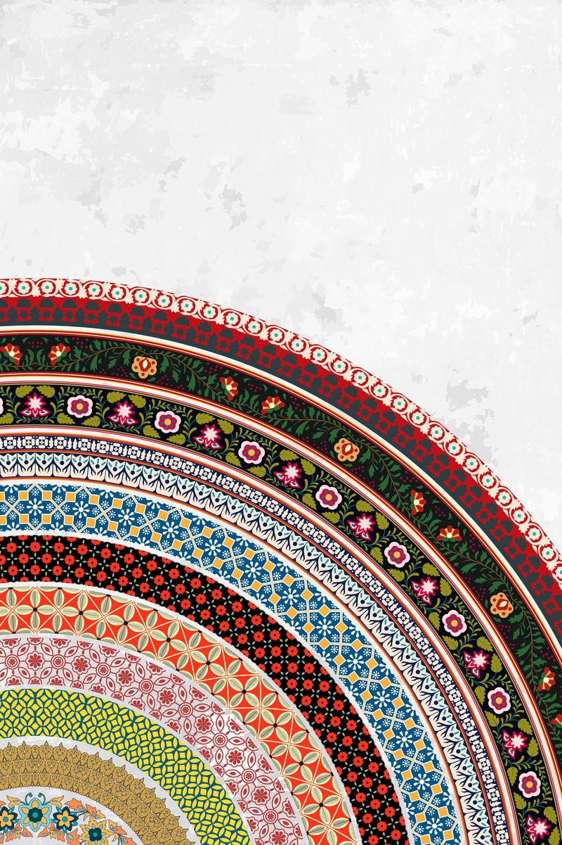 印度花卉图案刷背景模板向量