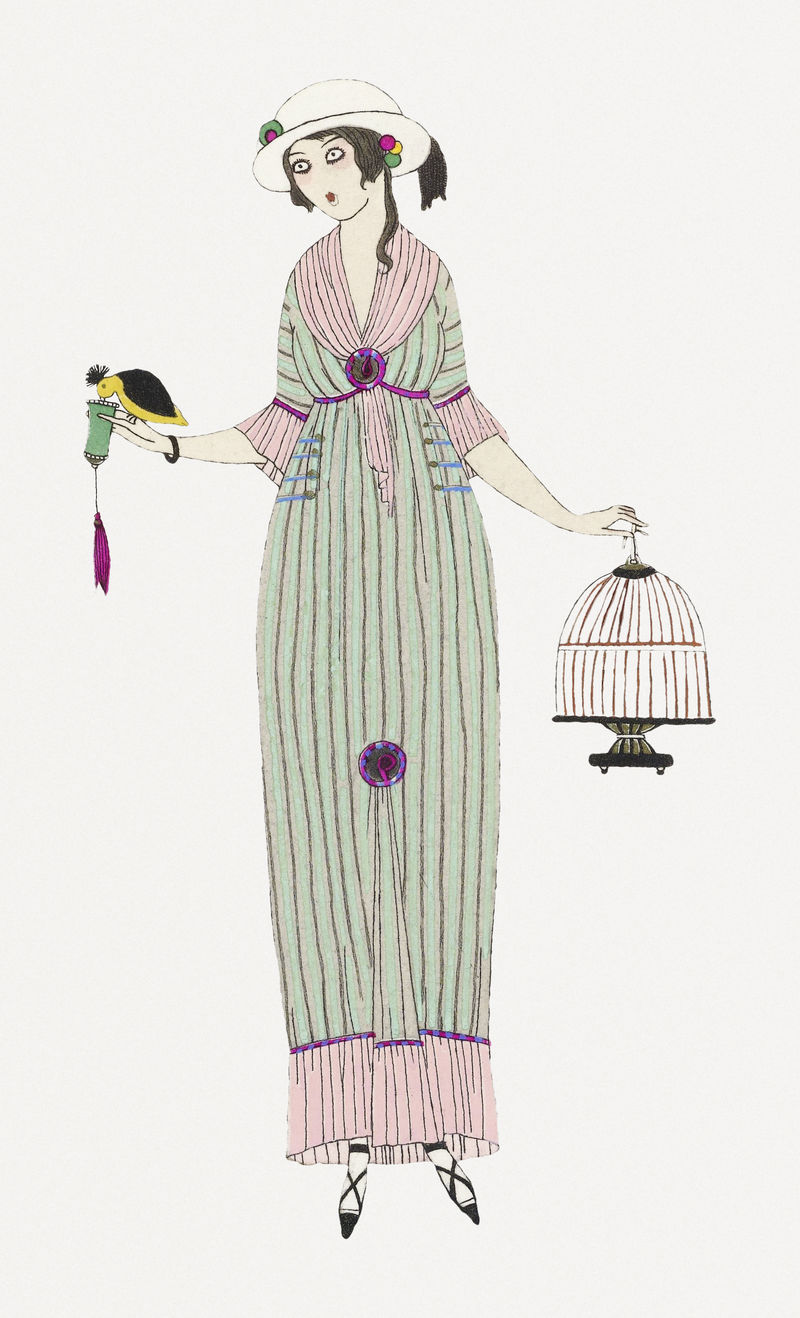 身着复古长裙的女人出自《咆哮的20年代》由查尔斯·马丁的艺术作品混合而成