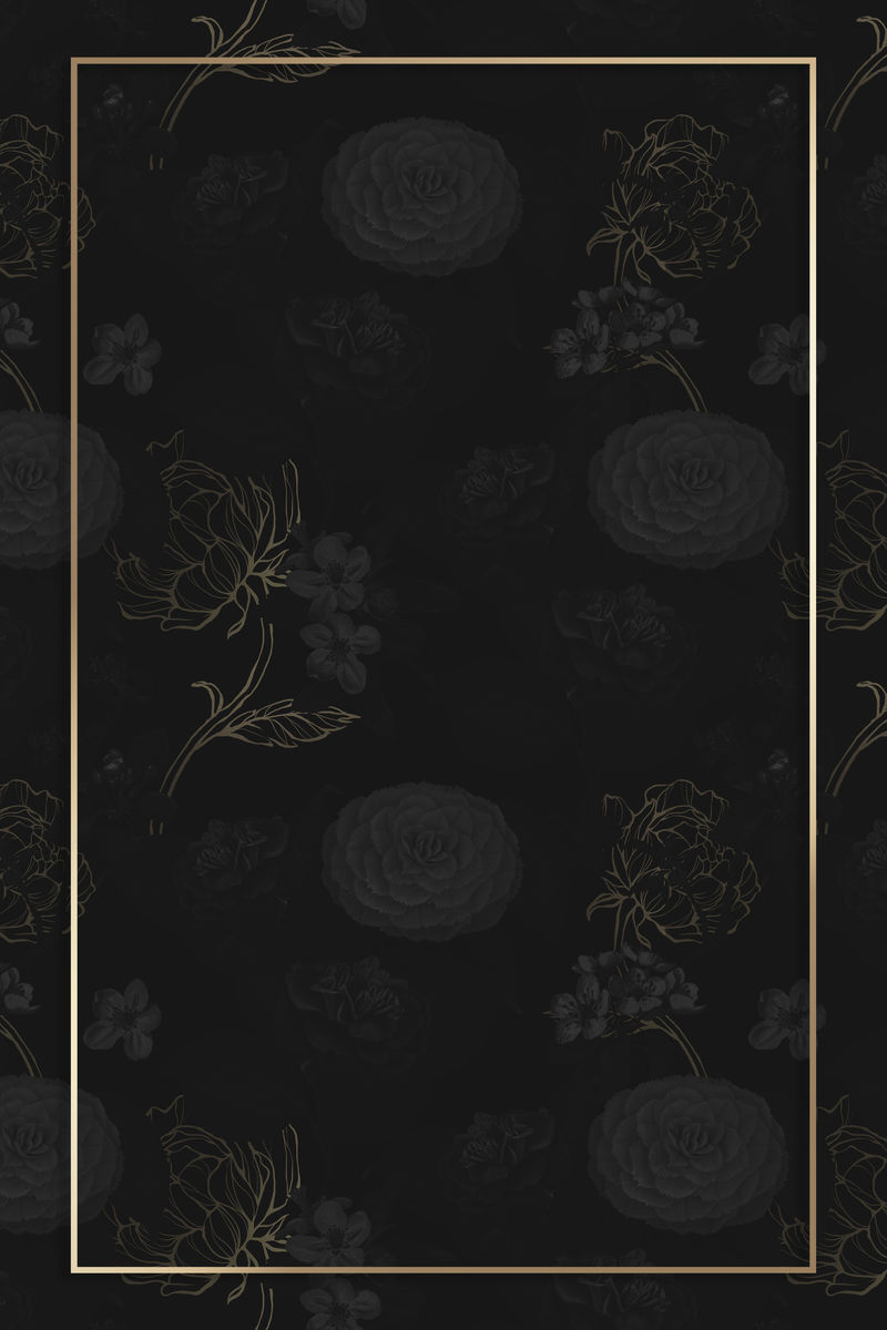 金色边框背景为深色花卉图案