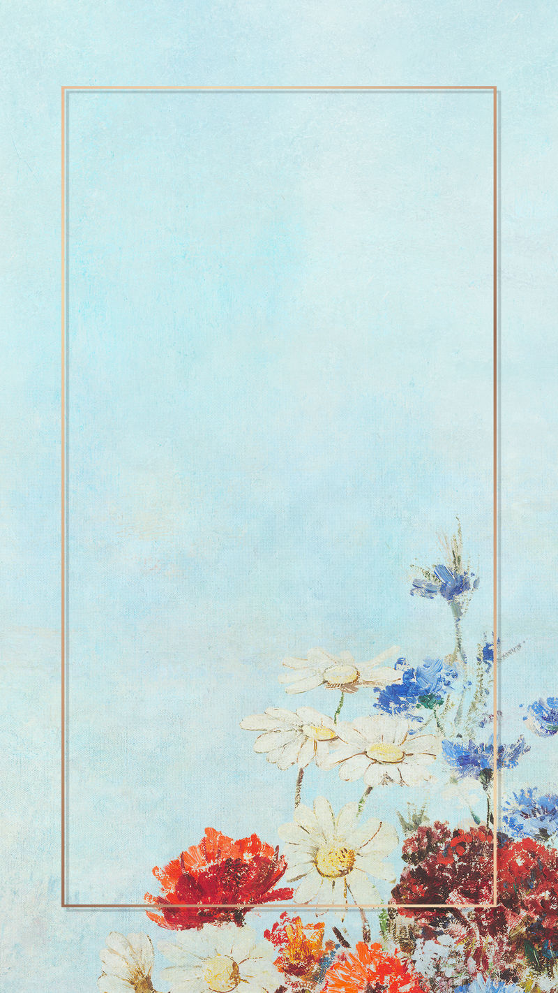 矩形框架上的花卉墙纹理背景插图
