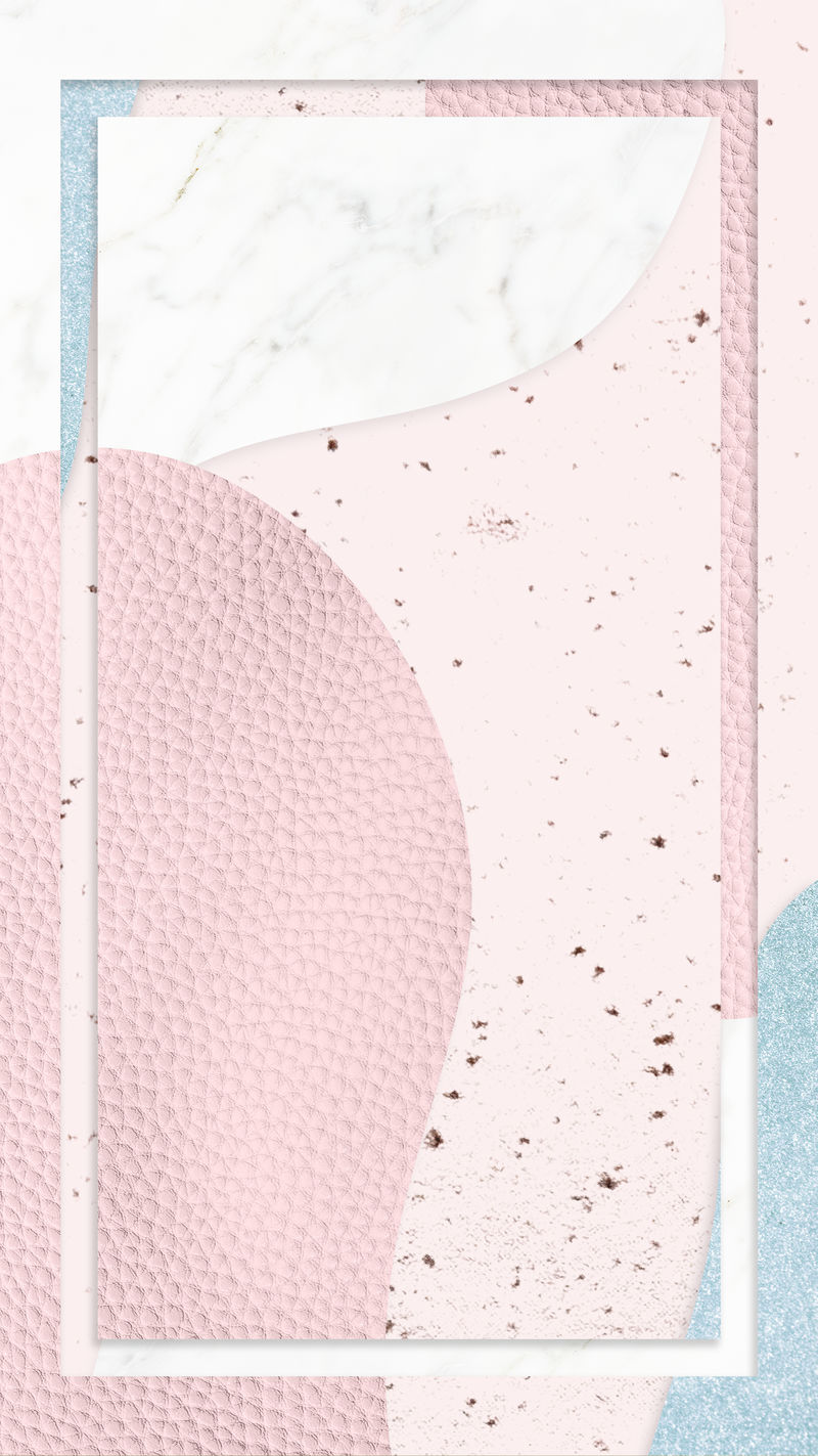 粉色和蓝色拼贴纹理手机壁纸插图上的边框