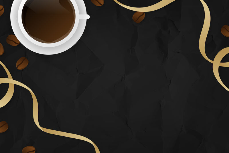 咖啡杯黑色背景模板向量