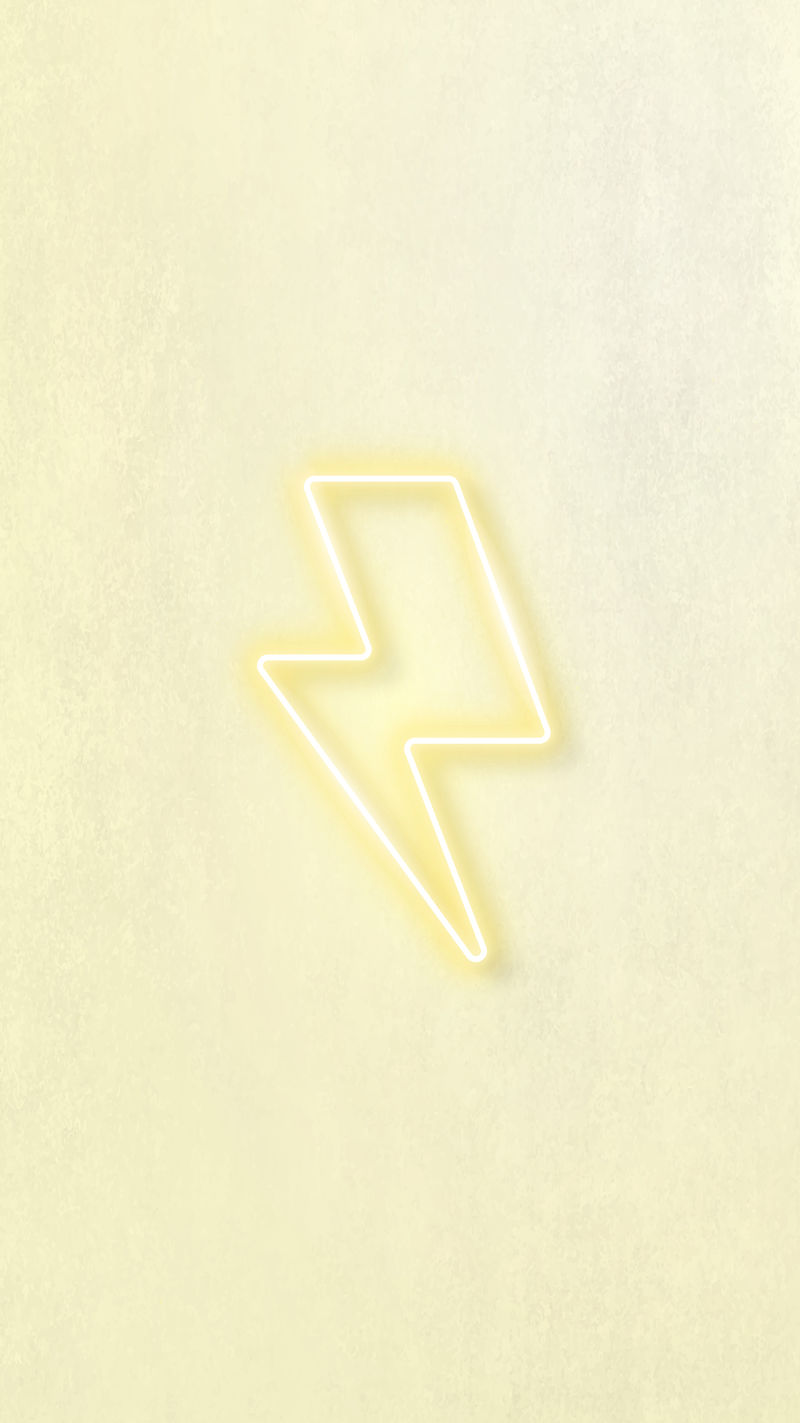 黄色霓虹闪电符号向量
