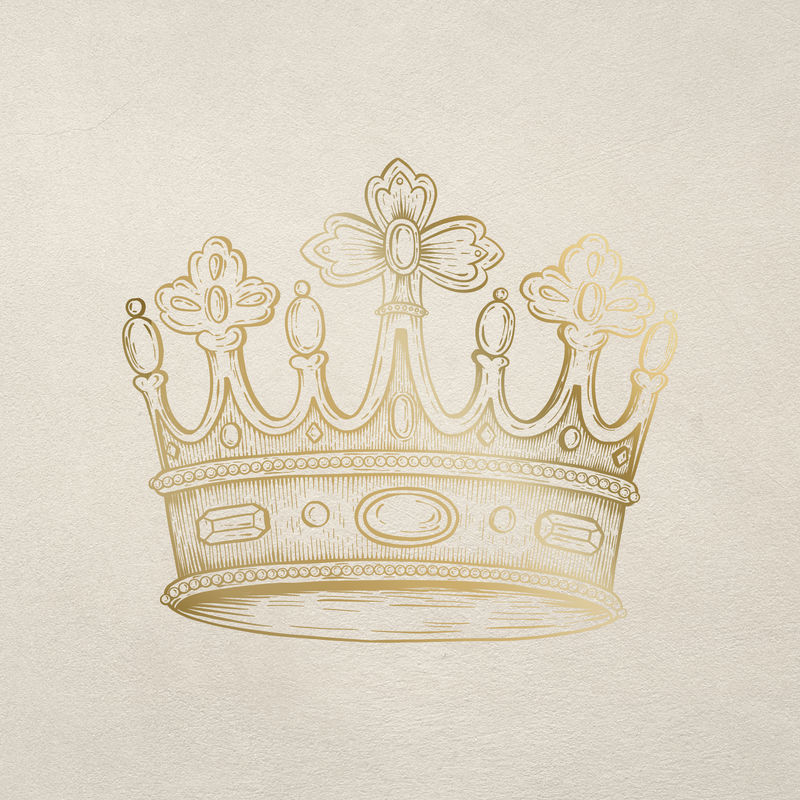 金色皇冠贴纸覆盖米色背景
